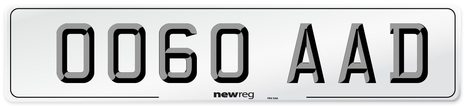 OO60 AAD Number Plate from New Reg